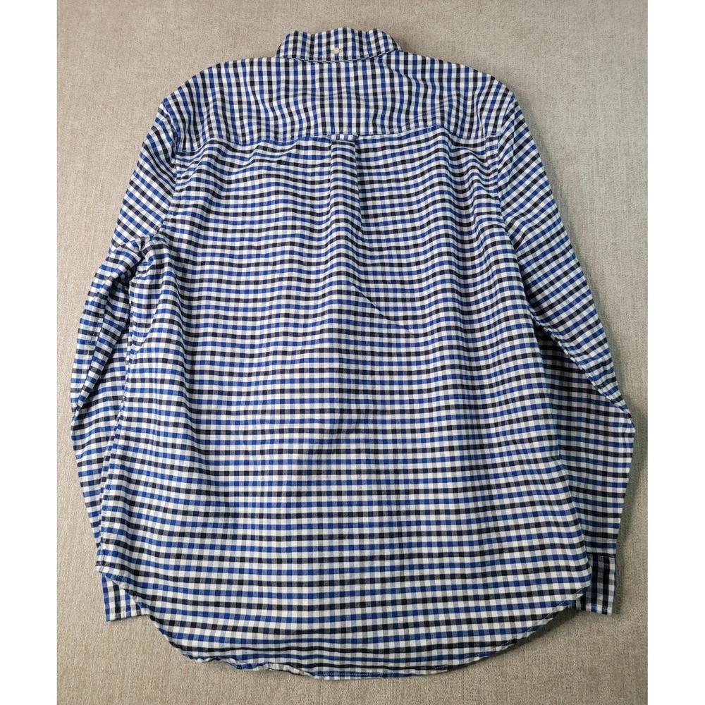 Free Assembly Button Down Shirt Mens L Blue Gingham Plaid Long Sleeve Cotton - Picture 2 of 11